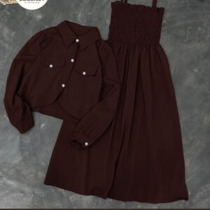 Kaaj Button Coaty with Gazzer Romper Frock 2PCs