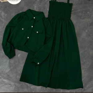 Kaaj Button Coaty with Gazzer Romper Frock 2PCs