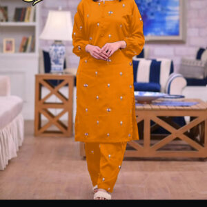 Multi Flower Embroidered Shirt With Full Embroidered Flapper 2Pcs