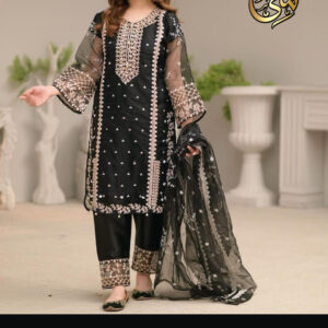 Neck,Sleeves Front Heavy Embroidered Shirt With Emb Trouser Dupatta 3Pcs (Copy) (Copy) (Copy)